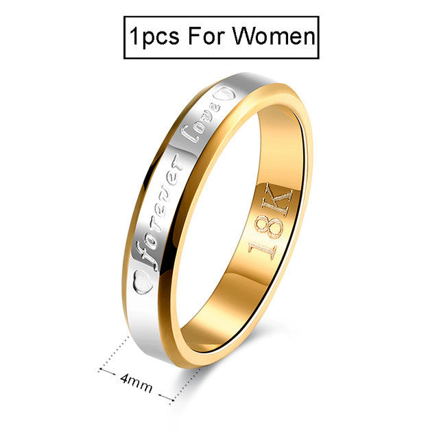 Wedding Couple Rings For Women & Men Engagement Stainless Steel Gold Plated Forever Love Jewelry Fashion Ring Lover Gift No Fade