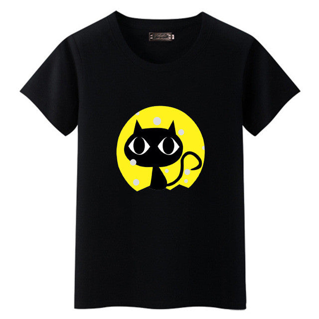 Dandeqi Naughty Black Cat 3D T shirt Women Lovely Shirt Good Quality Comfortable Brand Shirts Soft Tops