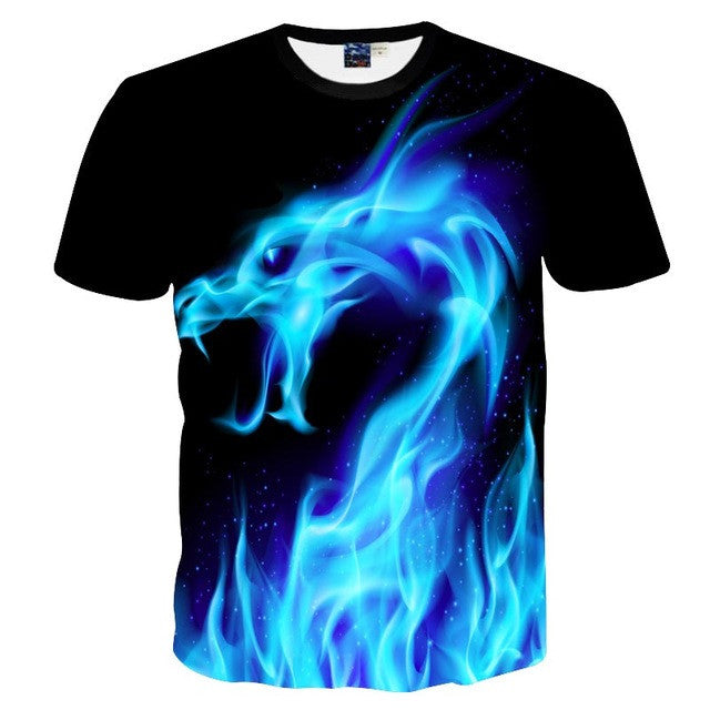 Mr.1991INC Cool T-shirt Men/Women 3d Tshirt Print Blue Fire Snake Short Sleeve Summer Tops Tees T shirt Fashion