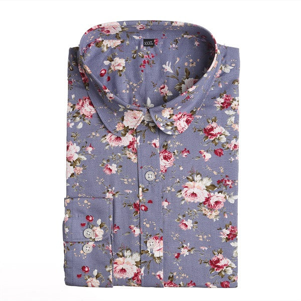 New Floral Women Blouses Shirts Casual Cherry Blouses Long Sleeve Ladies Tops Fashion Blusas Clothing For Womens Plus Size 5XL