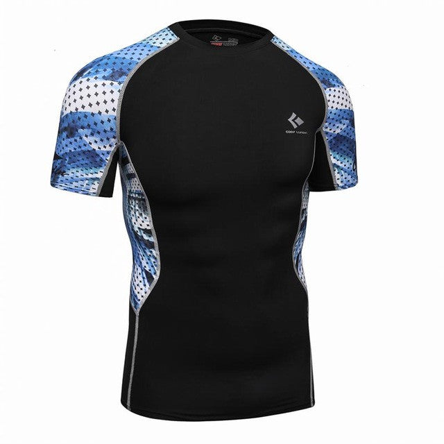 Men Compression Shirts Skin Tight Thermal under Short Sleeve Jerseys Rashguard  Crossfit Exercise Workout Fitness Sportswear