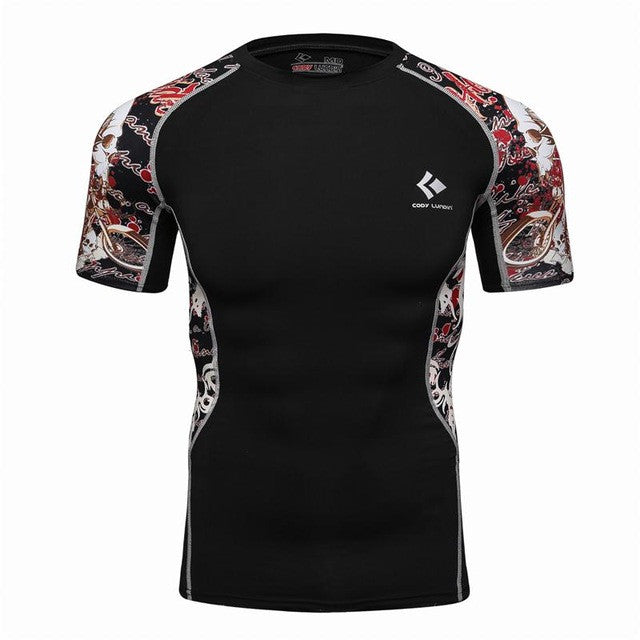 Men Compression Shirts Skin Tight Thermal under Short Sleeve Jerseys Rashguard  Crossfit Exercise Workout Fitness Sportswear