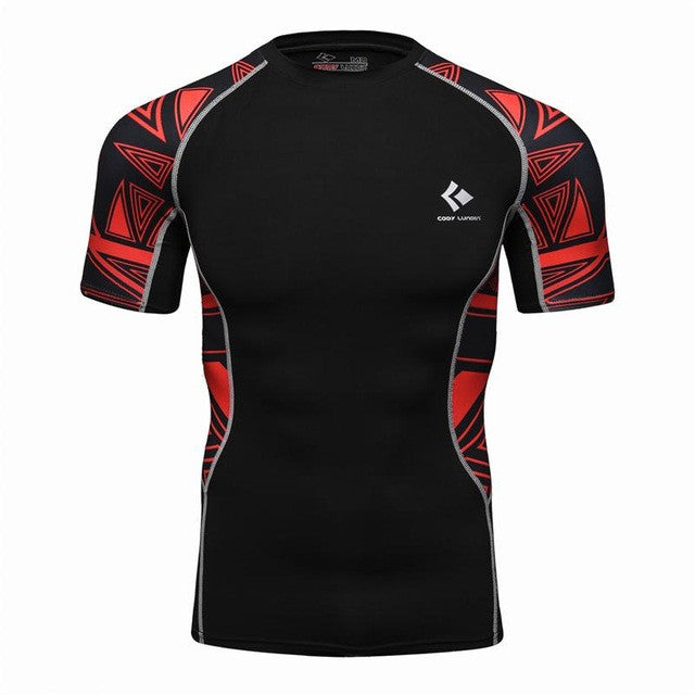 Men Compression Shirts Skin Tight Thermal under Short Sleeve Jerseys Rashguard  Crossfit Exercise Workout Fitness Sportswear