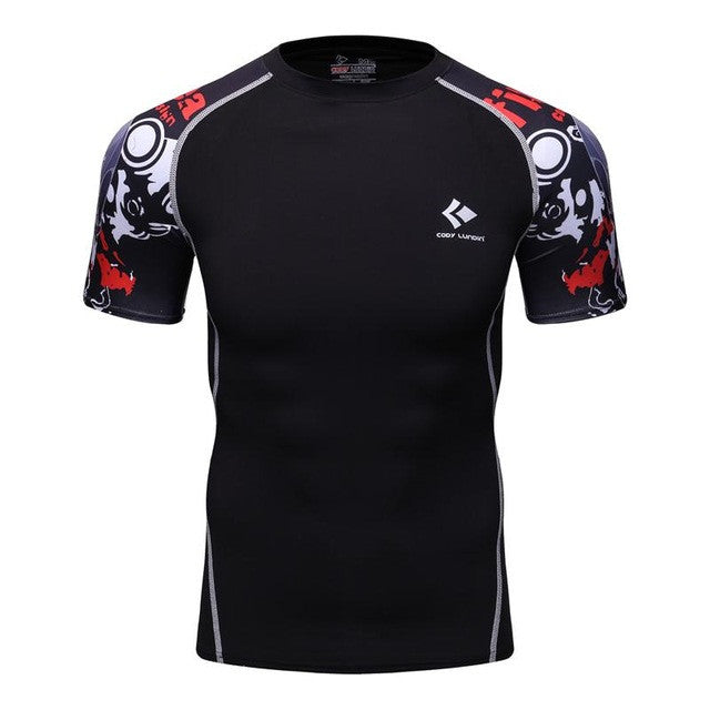 Men Compression Shirts Skin Tight Thermal under Short Sleeve Jerseys Rashguard  Crossfit Exercise Workout Fitness Sportswear