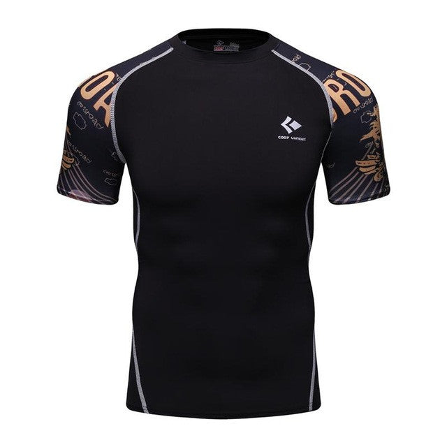 Men Compression Shirts Skin Tight Thermal under Short Sleeve Jerseys Rashguard  Crossfit Exercise Workout Fitness Sportswear