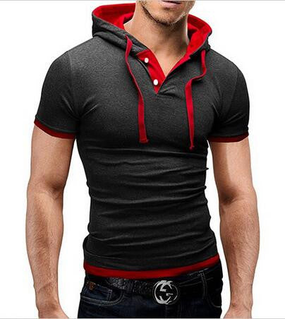 T Shirt Men Brand 2017 Fashion Men'S Hooded Collar Sling Design Tops & Tees T Shirt Men Short Sleeve Slim T shirt Homme 5XL NFSD