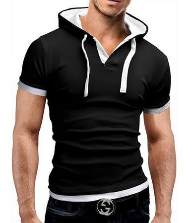 T Shirt Men Brand 2017 Fashion Men'S Hooded Collar Sling Design Tops & Tees T Shirt Men Short Sleeve Slim T shirt Homme 5XL NFSD