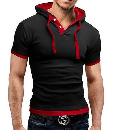 T Shirt Men Brand 2017 Fashion Men'S Hooded Collar Sling Design Tops & Tees T Shirt Men Short Sleeve Slim T shirt Homme 5XL NFSD