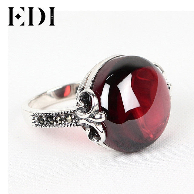 EDI Vintage Ruby Jewelry Gemstone Rings For Women Sterling Silver Rings Green Chalcedony For Valentine's Day Gift .