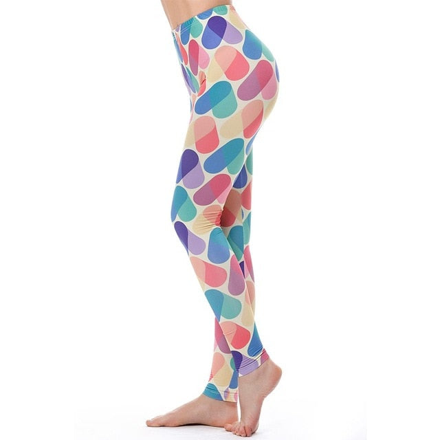 KYKU Brand Unicorn Leggings Women Leggins Fitness Legging Sexy Pants High Waist Push Up Shiny 3d Printed Rainbow Star Cat Donuts