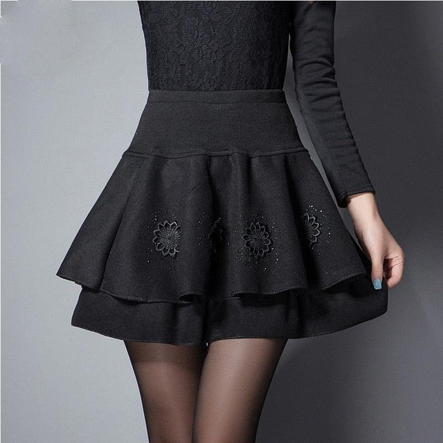 Zuolunouba 2018 Summer Skirt Preppy Style Flower Bow Mini Tutu Skirt Elasticity Lace Skirts Shorts Woman High Waist Large Size