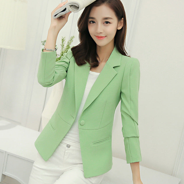 PEONFLY  Ladies Blazer Long Sleeve Blaser Women Suit jacket Female Feminine Blazer Femme Pink Blue White Black Blazer Autumn