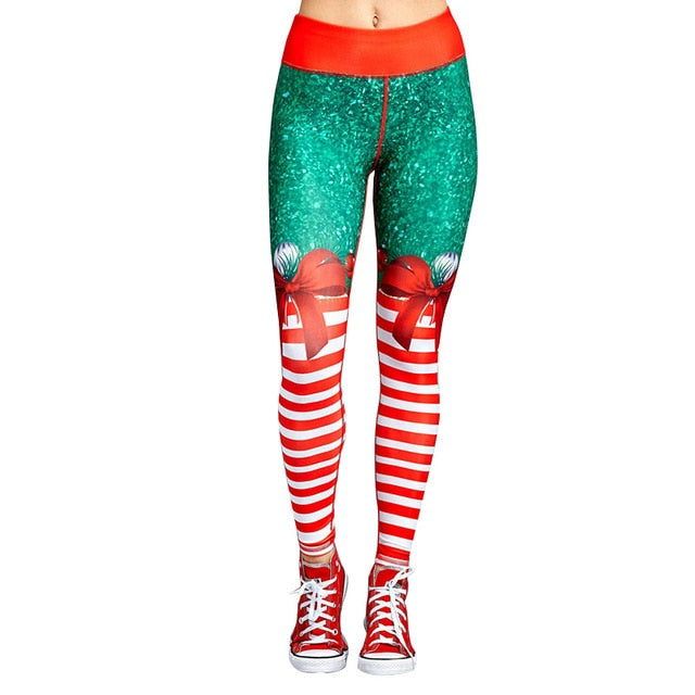 Christmas Trousers For Women Lady Casual Elasticity Skinny Leggins Mujer  High Waist Workout Printing Stretchy Pants leggings