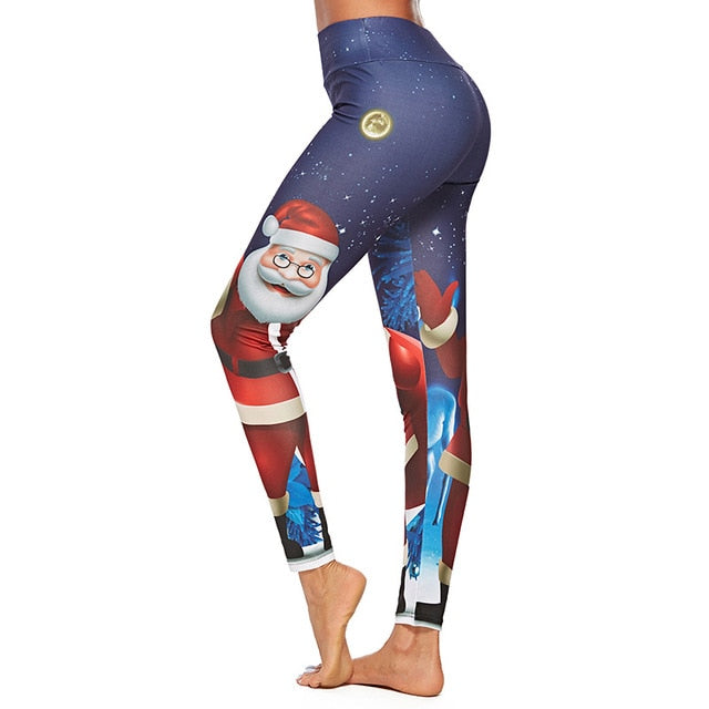 Christmas Trousers For Women Lady Casual Elasticity Skinny Leggins Mujer  High Waist Workout Printing Stretchy Pants leggings