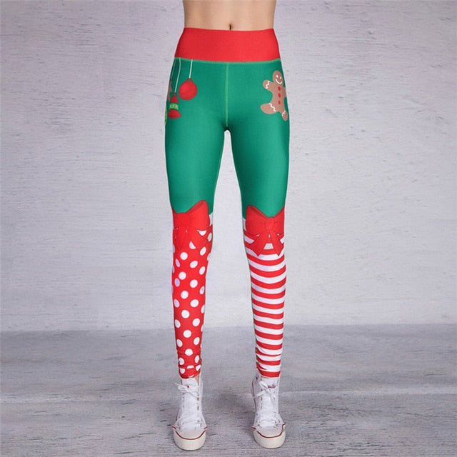 Christmas Trousers For Women Lady Casual Elasticity Skinny Leggins Mujer  High Waist Workout Printing Stretchy Pants leggings