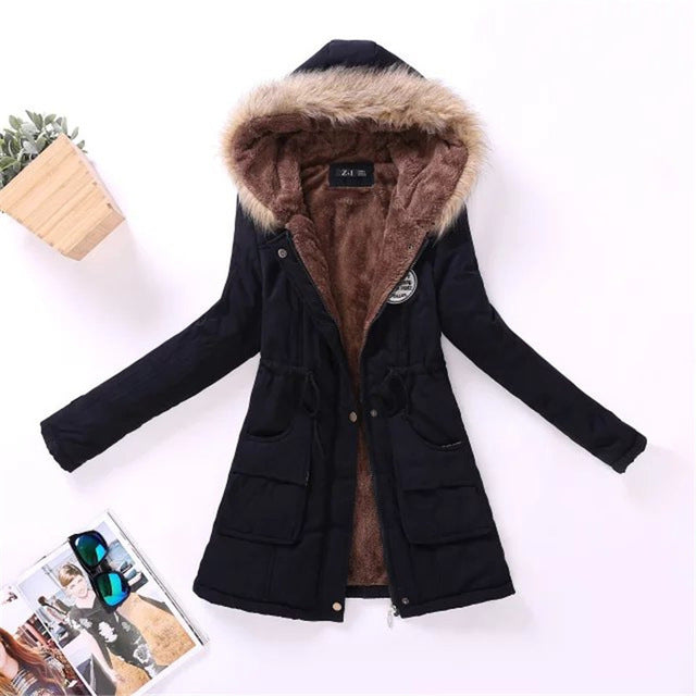 Womens Parka Casual Outwear Autumn Winter Military Hooded Coat Winter Jacket Women Fur Coats Women's Winter Jackets And Coats