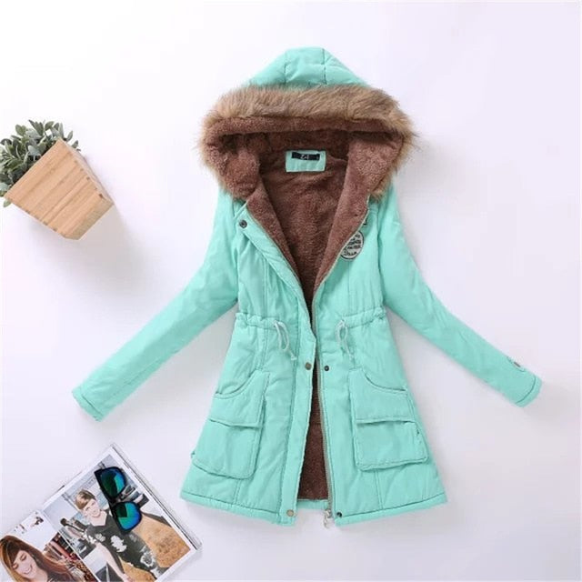 Womens Parka Casual Outwear Autumn Winter Military Hooded Coat Winter Jacket Women Fur Coats Women's Winter Jackets And Coats