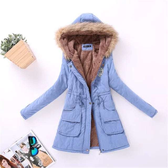 Womens Parka Casual Outwear Autumn Winter Military Hooded Coat Winter Jacket Women Fur Coats Women's Winter Jackets And Coats