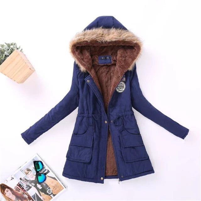 Womens Parka Casual Outwear Autumn Winter Military Hooded Coat Winter Jacket Women Fur Coats Women's Winter Jackets And Coats