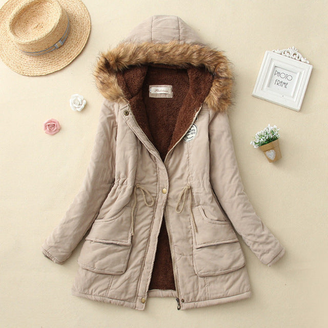 Womens Parka Casual Outwear Autumn Winter Military Hooded Coat Winter Jacket Women Fur Coats Women's Winter Jackets And Coats