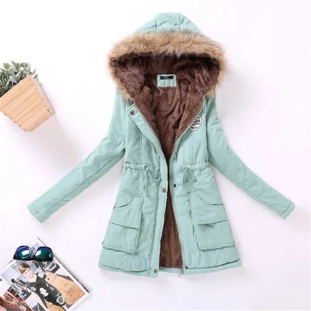 Womens Parka Casual Outwear Autumn Winter Military Hooded Coat Winter Jacket Women Fur Coats Women's Winter Jackets And Coats