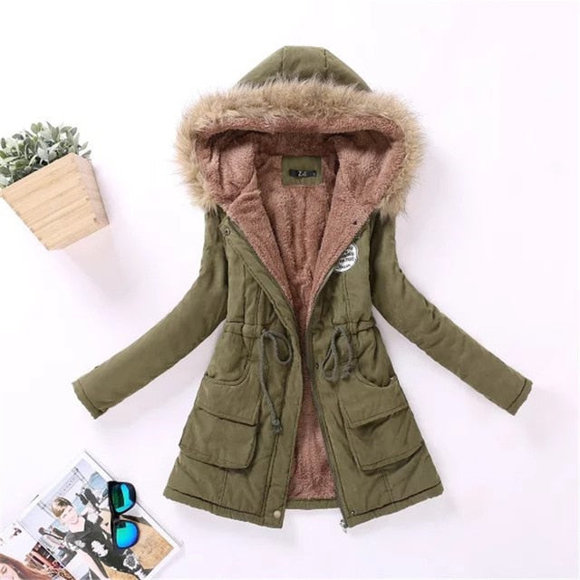 Womens Parka Casual Outwear Autumn Winter Military Hooded Coat Winter Jacket Women Fur Coats Women's Winter Jackets And Coats