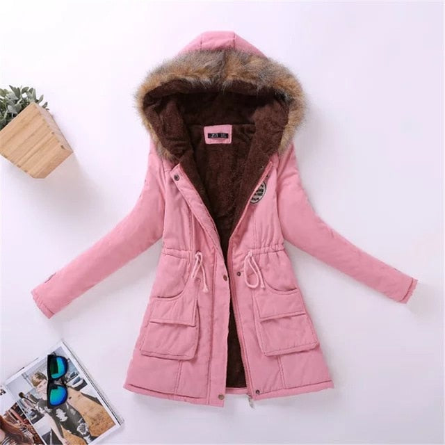 Womens Parka Casual Outwear Autumn Winter Military Hooded Coat Winter Jacket Women Fur Coats Women's Winter Jackets And Coats