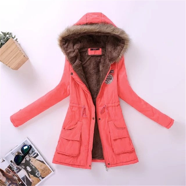 Womens Parka Casual Outwear Autumn Winter Military Hooded Coat Winter Jacket Women Fur Coats Women's Winter Jackets And Coats