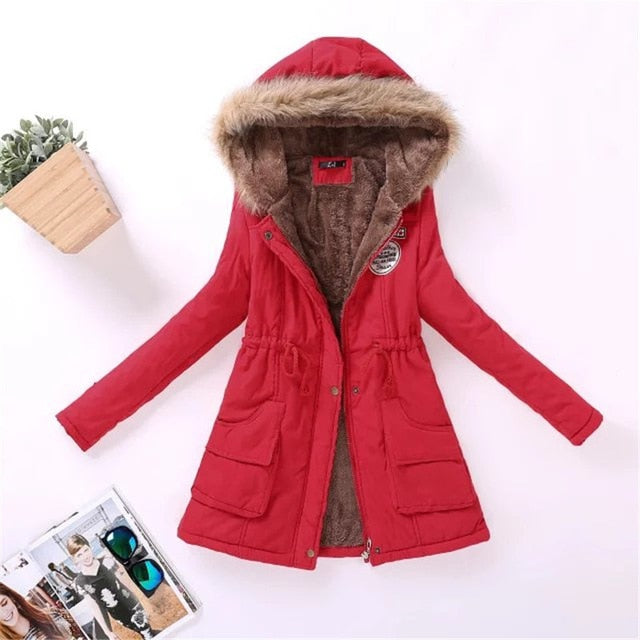 Womens Parka Casual Outwear Autumn Winter Military Hooded Coat Winter Jacket Women Fur Coats Women's Winter Jackets And Coats