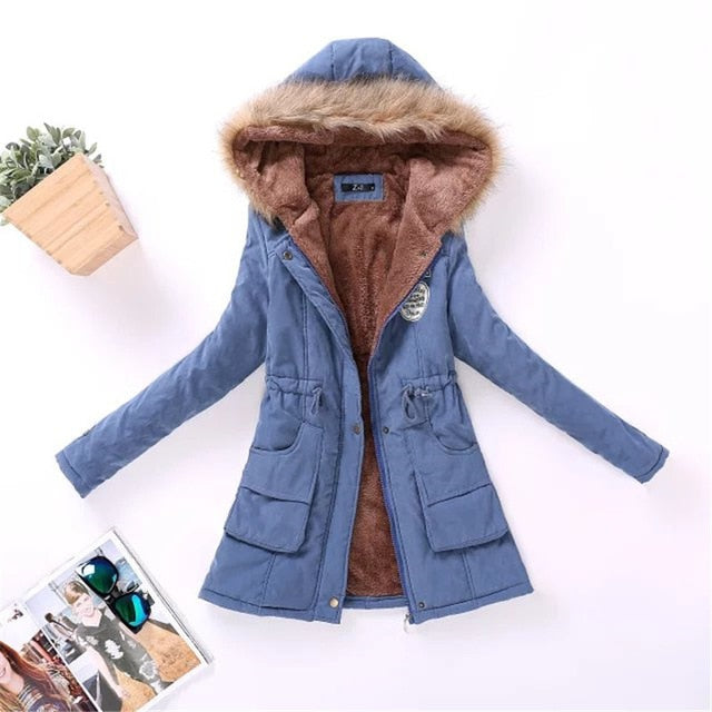 Womens Parka Casual Outwear Autumn Winter Military Hooded Coat Winter Jacket Women Fur Coats Women's Winter Jackets And Coats