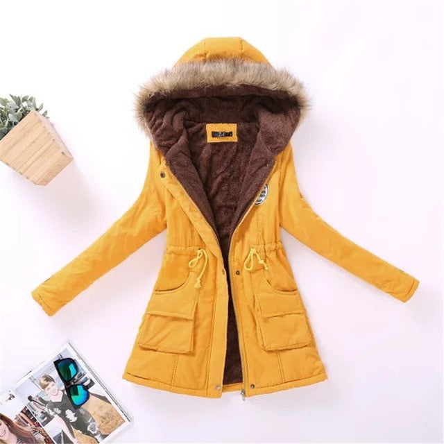 Womens Parka Casual Outwear Autumn Winter Military Hooded Coat Winter Jacket Women Fur Coats Women's Winter Jackets And Coats