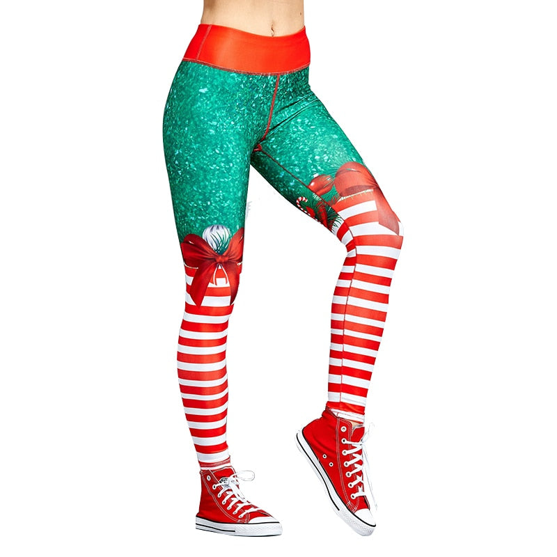 Christmas Trousers For Women Lady Casual Elasticity Skinny Leggins Mujer  High Waist Workout Printing Stretchy Pants leggings