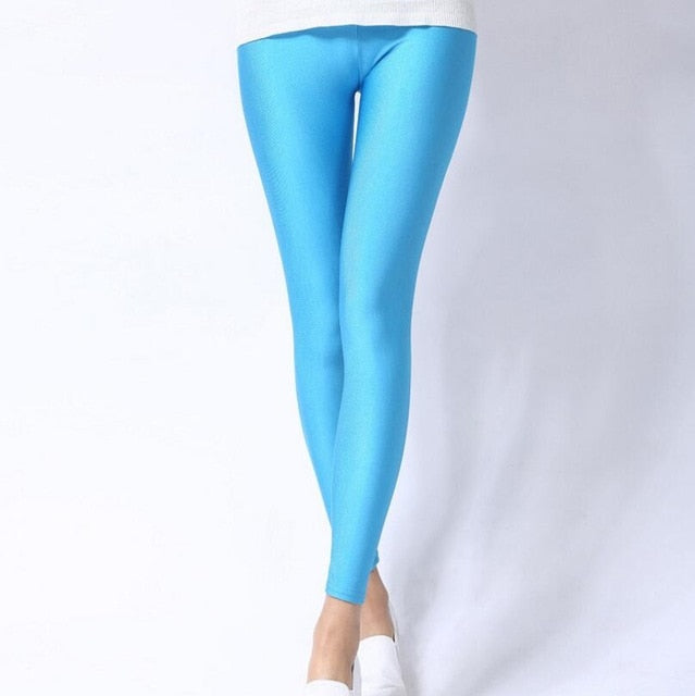 2019 New Spring Solid Candy Neon Leggings for Women High Stretched Female Legging Pants Girl Clothing Leggins Plug Size