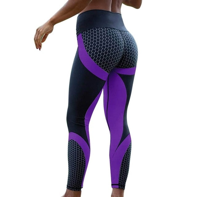 Hot Mesh Pattern Print Leggings fitness For Women Sporting Workout Leggins Elastic Slim Black White Pants push up Dropshipping