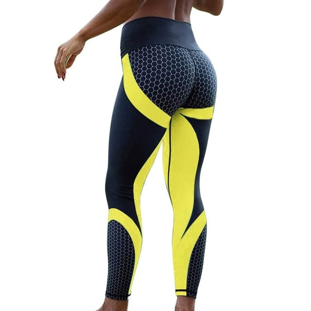 Hot Mesh Pattern Print Leggings fitness For Women Sporting Workout Leggins Elastic Slim Black White Pants push up Dropshipping