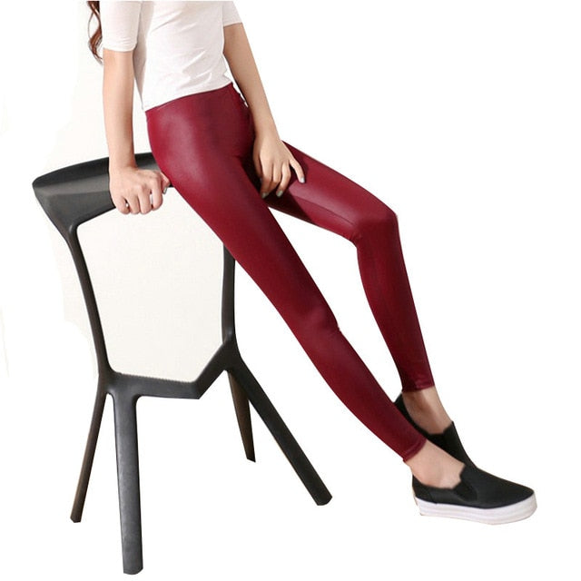 S-3XL New Autumn 2019 Fashion Faux Leather Sexy Thin Black Leggings Calzas Mujer Leggins Leggings Stretchy Plus Size 4XL 5XL