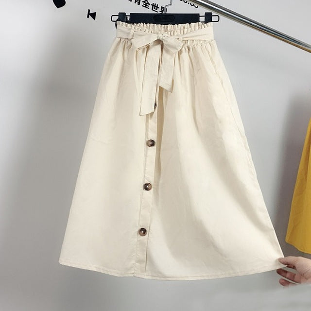 2019 summer Autumn fashion casual waistband 5 colors plus size Korean midi skirt elegant high waist pleated long women skirts