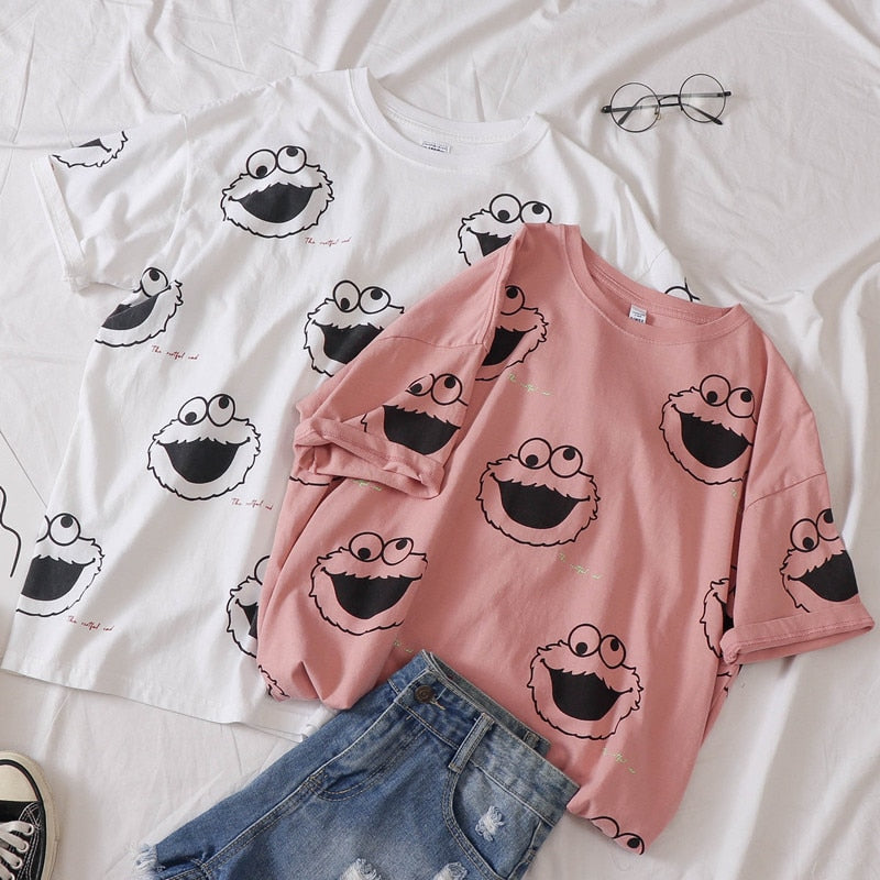 korean kawaii pink white T Shirt Women Short Sleeve O Neck T-shirts Summer new Tops Casual Tee Shirt Homme Harajuku Woman Tshirt