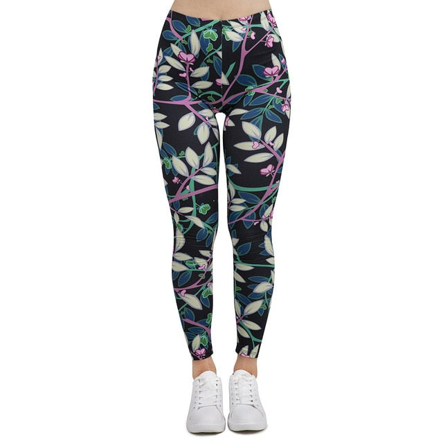 Women Sport Leggings Tree Branch Dark Printing Leggins Slim High Elasticity Legins Popular Fitness Leggings Female Pants