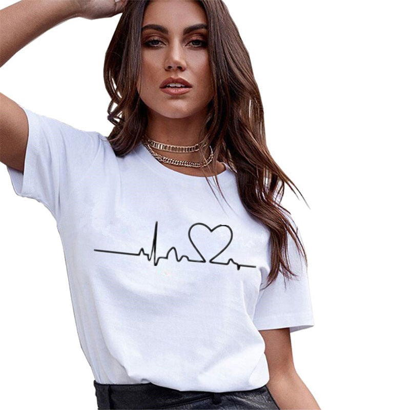 2019 New Women T-shirts Casual Harajuku Love Printed Tops Tee Summer Female T shirt Short Sleeve T shirt For Women Clothing