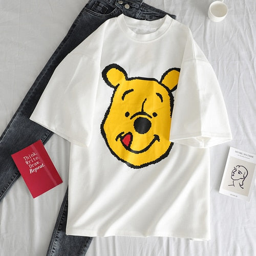 Summer 2019 casual Women T-shirts Ulzzang Streetwear kawaii cartoon print Tshirt Korean Style Tops Harajuku short sleeve t shirt