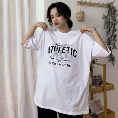 Summer 2019 casual Women T-shirts Ulzzang Streetwear kawaii cartoon print Tshirt Korean Style Tops Harajuku short sleeve t shirt