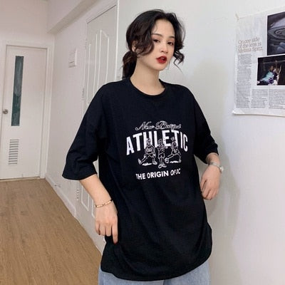 Summer 2019 casual Women T-shirts Ulzzang Streetwear kawaii cartoon print Tshirt Korean Style Tops Harajuku short sleeve t shirt