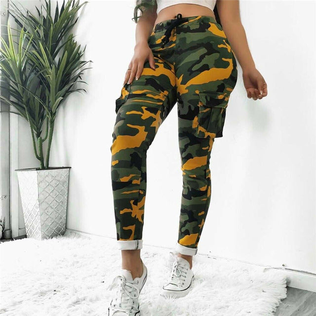 Women's  Camo Cargo Trousers high waist Casual Pants Military Army Combat Camouflage Sports pants women pantalones militar mujer