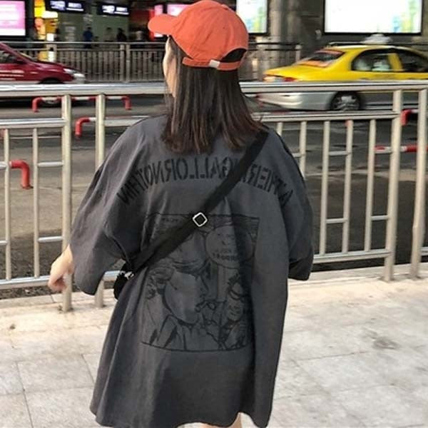 Summer 2019 casual Women T-shirts Ulzzang Streetwear kawaii cartoon print Tshirt Korean Style Tops Harajuku short sleeve t shirt