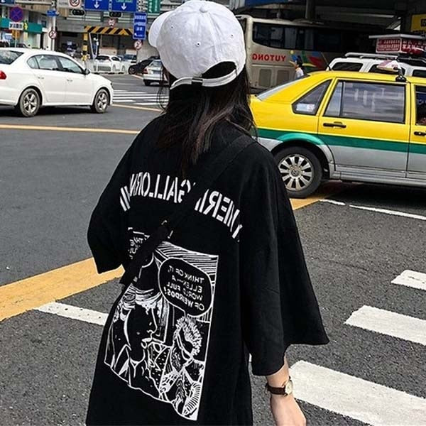 Summer 2019 casual Women T-shirts Ulzzang Streetwear kawaii cartoon print Tshirt Korean Style Tops Harajuku short sleeve t shirt